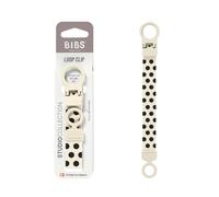 BIBS Loop Pacifier Clip Polka Dots - Sleek, Secure One-Handed Operation, Fits All BIBS and Most Brands, Machine Washable, Slim Profile for Comfort, Ages 0+ - Ivory