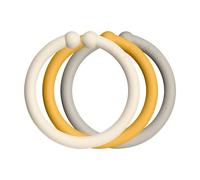 BIBS Loops 12-Pack Baby Links, BPA Free, Food Safe Polypropylene, Ivory/Honey Bee/Sand