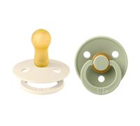BIBS Colour Soother 2-Pack, BPA Free Dummy Pacifier, Round Nipple. Natural Rubber Latex, Size 1 (0-6 Months), Ivory/Sage