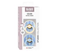 BIBS Block Latex Soothers 0-6 months Pack of 2 - Baby Blue & Dusty Blue