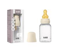 BIBS Plastic Baby Bottle, 150 ml, 1-Pack, Ivory | Anti-Colic | Natural Rubber Latex Teat | Slow Flow | BPA-Free Plastic | Breastfeeding Support | Made in Denmark