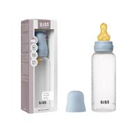 BIBS Plastic Baby Bottle, 270 ml, 1-Pack, Baby Blue | Anti-Colic | Natural Rubber Latex Teat | Medium Flow | BPA-Free Plastic | Breastfeeding Support | Made in Denmark