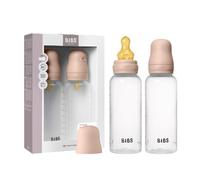 BIBS Plastic Baby Bottle, 270 ml, 2-Pack, Natural Rubber Latex Teat, Blush
