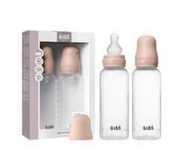 BIBS Plastic Baby Bottle, 270 ml, 2-Pack, Silicone Teat, Blush