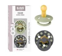 BIBS Polka Dots Soother 2-Pack, BPA Free Dummy Pacifier, Round Nipple. Natural Rubber Latex, Made in Denmark, Size 2 (6-18 Months), Sage/Iron