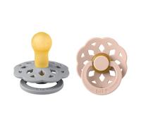 BIBS Boheme Soother 2-Pack. BPA Free. Round Nipple, Natural Rubber Latex, Made in Denmark. Size 1 (0-6 Months), Cloud/Blush