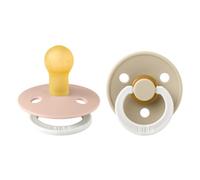 BIBS Colour Night Soother 2-Pack, BPA Free Dummy Pacifier, Round Nipple. Natural Rubber Latex, Size 3 (18+ Months), Blush Night/Vanilla Night