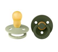 BIBS Colour Soother 2-Pack, BPA Free Dummy Pacifier, Round Nipple. Natural Rubber Latex, Size 3 (18+ Months), Sage/Hunter Green