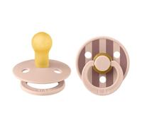 BIBS Colour Studio Soother 2-Pack, BPA Free Dummy Pacifier, Round Nipple. Natural Rubber Latex, Made in Denmark, Size 1 (0-6 Months), Blush Mix