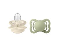 BIBS Soother Supreme Silicone Size 2 6+ Months 2 Pack Ivory/Sage