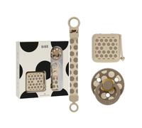 BIBS Studio Polka Soothe & Go Gift Set, Dummy Clip & Dummy Box, Vanilla | Dummies & Dummy Clip | Gift-Ready Set | Coordinated Design | Made in Denmark