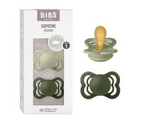 BIBS Supreme Dummy, 0-6 Months, 2-Pack, Symmetrical Teat, Sage/Hunter Green