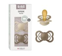 BIBS Supreme Symmetrical Baby Soother, Pack of 2, Size 2, Vanilla/Dark Oak