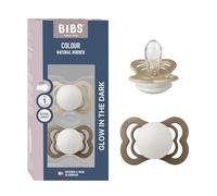 BIBS Supreme Glow Soother 2-Pack, BPA Free Dummy Pacifier, Symmetrical Nipple. Silicone, Size 1 (0-6 Months), Vanilla Glow/Dark Oark Glow