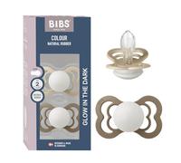 BIBS Supreme Glow Soother 2-Pack, BPA Free Dummy Pacifier, Symmetrical Nipple. Silicone, Size 2 (6-18 Months), Vanilla Glow/Dark Oark Glow