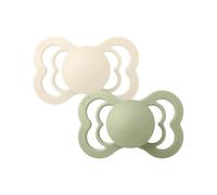 BIBS Supreme Soother 2-Pack, BPA Free Dummy Pacifier, Symmetrical Nipple. Natural Rubber Latex, Size 2 (6-18 Months), Ivory/Sage