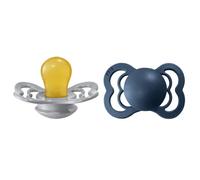 BIBS Supreme Soother 2-Pack, BPA Free Dummy Pacifier, Symmetrical Nipple. Natural Rubber Latex, Size 1 (0-6 Months), Cloud/Steel Blue