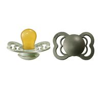 BIBS Supreme Soother 2-Pack, BPA Free Dummy Pacifier, Symmetrical Nipple. Natural Rubber Latex, Size 1 (0-6 Months), Sage/Hunter Green