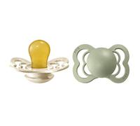 BIBS Supreme Soother 2-Pack, BPA Free Dummy Pacifier, Symmetrical Nipple. Natural Rubber Latex, Size 1 (0-6 Months), Ivory/Sage