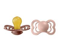 BIBS Supreme Soother 2-Pack, BPA Free Dummy Pacifier, Symmetrical Nipple. Natural Rubber Latex, Size 2 (6-18 Months), Woodchuck/Blush