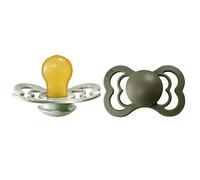 BIBS Supreme Soother 2-Pack, BPA Free Dummy Pacifier, Symmetrical Nipple. Natural Rubber Latex, Size 2 (6-18 Months), Sage/Hunter Green