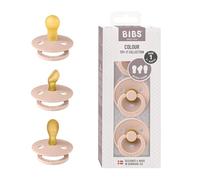 BIBS Try-it Collection Dummy, 0-6 Months, 3-Pack, Blush | Mixed Teat Types | Natural Rubber Latex | Size 1 | BPA-Free | Made in Denmark | High Teat Acceptance | Airflow Holes
