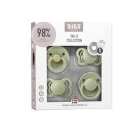 BIBS Pacifiers - Try-it Collection | Includes Colour, De Lux, Couture and Supreme Pacifiers | BPA-Free Natural Rubber & Silicone | Made in Denmark | Sage | 0 to 6 Months