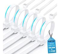 BIBTIM Cable Ties, 400 x 7.6mm, Pack of 100, Premium Nylon Zip Ties, Multi-Purpose Plastic Tie Wraps, Secure Self-Locking Mechanism, for Home, Garden, Office and DIY