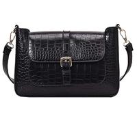 BIBTOO Alligator Embossing Messenger Purse Small Satchel Bags Brown Women Fashion Shoulder Handbag Purse(Black)