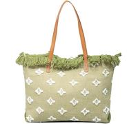 BIBTOO Bohemian Canvas Handbag for Women Tote Large Capacity Top Handle Summer Beach Cute Hobo with Tassels Shoulder(Light Green)