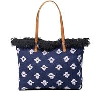 BIBTOO Bohemian Canvas Handbag for Women Tote Large Capacity Top Handle Summer Beach Cute Hobo with Tassels Shoulder(Blue)