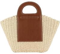 BIBTOO Casual Rattan Woven Straw Hobo Tote(Beige)