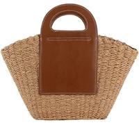 BIBTOO Casual Rattan Woven Straw Hobo Tote(Camel)