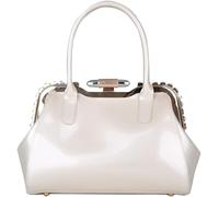 BIBTOO Designer Handbags for Women Glossy Patent Leather Top Handle Handbag Purse Lock Satchel Medium Tote Shoulder Bag(Off-white)