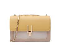 BIBTOO Elegant Designer Leather Evening Clutch Handbag with Gold Chain Shoulder & Crossbody Strap for Women(Yellow)