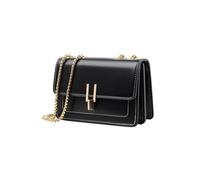 BIBTOO Elegant Designer Leather Evening Clutch Handbag with Gold Chain Shoulder & Crossbody Strap for Women(Black)