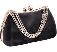 BIBTOO Evening Shoulder Bag Women's Satchel Clutch with Decorative Chain Wedding/Prom/Party Purse(Black)