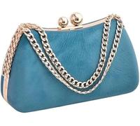 BIBTOO Evening Shoulder Bag Women's Satchel Clutch with Decorative Chain Wedding/Prom/Party Purse(Blue)