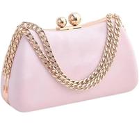 BIBTOO Evening Shoulder Bag Women's Satchel Clutch with Decorative Chain Wedding/Prom/Party Purse(Pink)