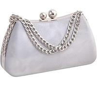 BIBTOO Evening Shoulder Bag Women's Satchel Clutch with Decorative Chain Wedding/Prom/Party Purse(Silver)