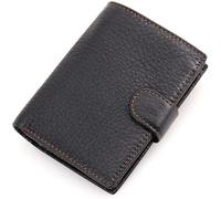 BIBTOO Exquisite 100% Genuine Wallet Men Leather Multifunction Purses Small Card Holder Vintage Male Large Capacity Billfold Pocket Organizer Wallets(Black)