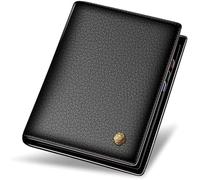 BIBTOO Exquisite Casual Short Wallet Minimalist Men Fashion Genuine Leather Purses Luxury Vintage Standard Billfold Card Holders Purse Organizer Wallets(Black)