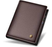 BIBTOO Exquisite Casual Short Wallet Minimalist Men Fashion Genuine Leather Purses Luxury Vintage Standard Billfold Card Holders Purse Organizer Wallets(Brown)