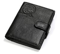 BIBTOO Exquisite Minimalist Business Style Wallets Slim Fashion Mini Genuine Leather Billfold Holder Purses with Hidden Card Slots Design Wallets(Black)