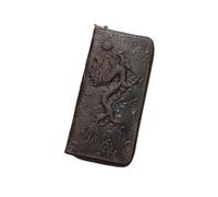 BIBTOO Exquisite Unisex Retro Purses Large Capacity Embossed Wallets Dragon Pattern Long Creative Design Billfold Men Card Holder Handmade Purse Wallets(Black)