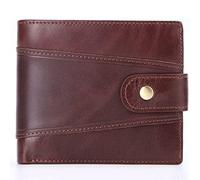 BIBTOO Exquisite Vertical Vintage Wallet Men's Genuine Leather Fold Purse Anti Theft Business Card Holder Men Pocket Id Billfold Storage Bag Wallets(Brown2)