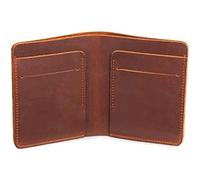 BIBTOO Exquisite Vintage Billfold Cow Leather Minimalist Design Wallet Men's Crazy Horse Leather Purses Retro Brown Handmade Large Capacity Wallets(Brown1)