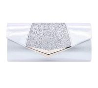 BIBTOO Fashion Women Envelope Clutch Purse Glitter Sequins Evening Shiny Wedding Party Handbag Shoulder(Silver)