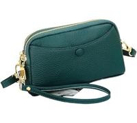 BIBTOO Genuine Leather Cell Phone Crossbody(Green)