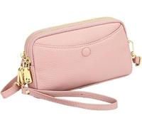BIBTOO Genuine Leather Cell Phone Crossbody(Pink)